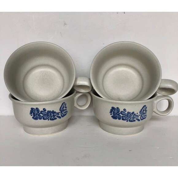 VINTAGE PFALTZGRAFF YORKTOWNE FLAT CUPS 4 PC. COFFE/TEA STONE MUGS - Picture 2 of 8